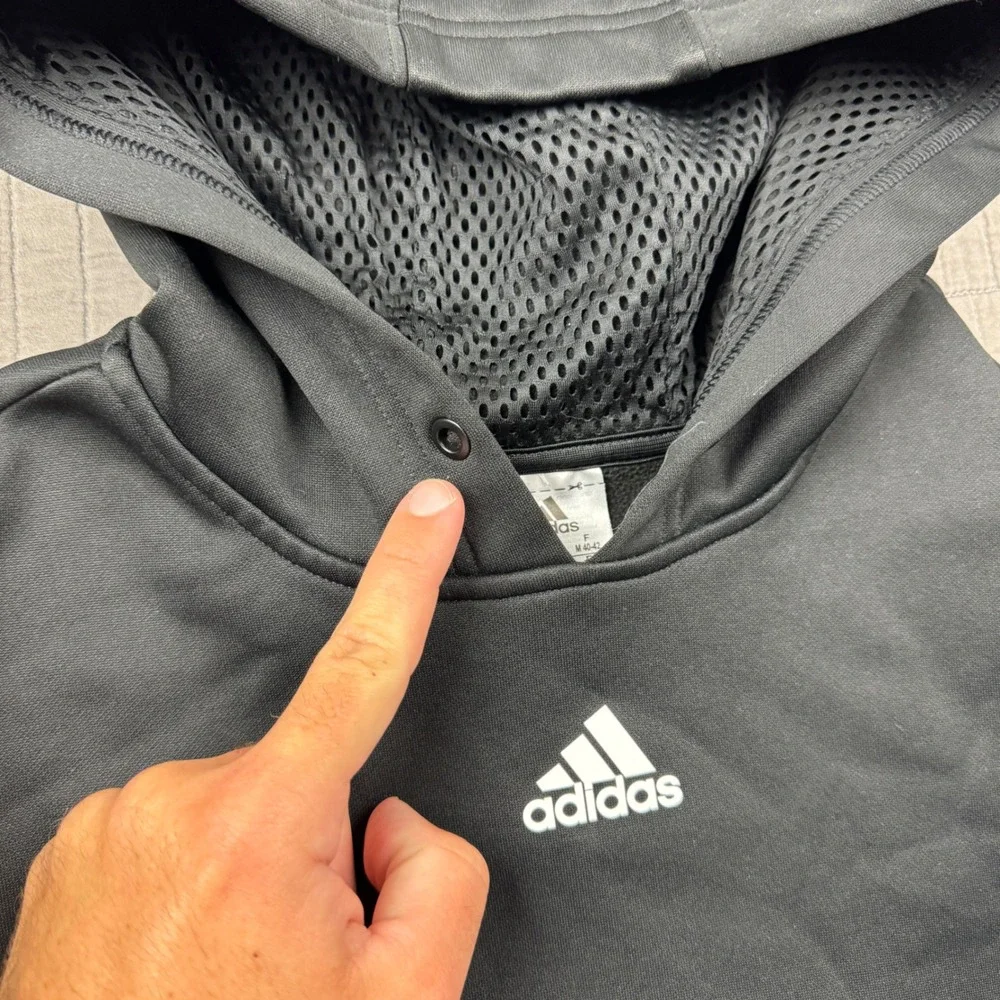 Adidas Kids Youth Boys Medium 12-14 Black 3-Stripe Pullover Hoodie Sweatshirt